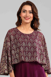 Purple Round Neck Cape Dress