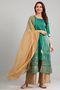 Green Round Neck Layered kurta