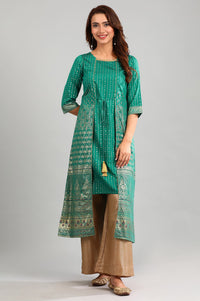 Green Round Neck Layered kurta