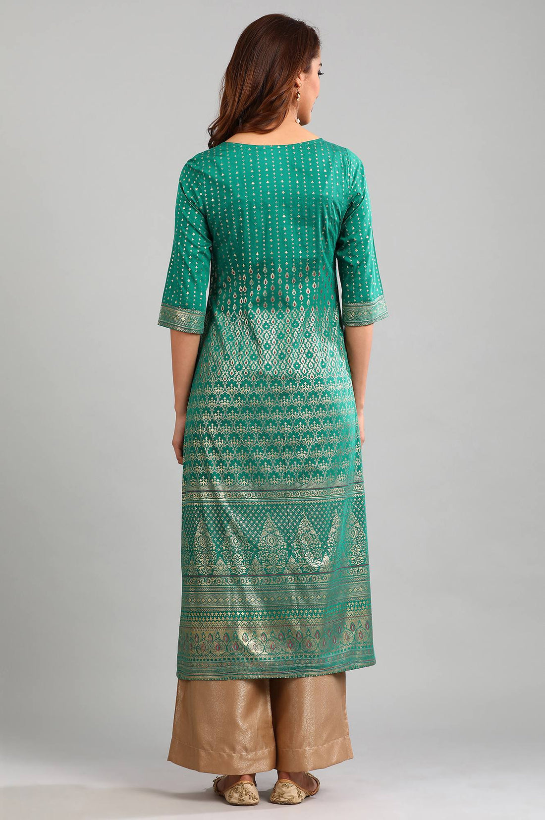 Green Round Neck Layered kurta