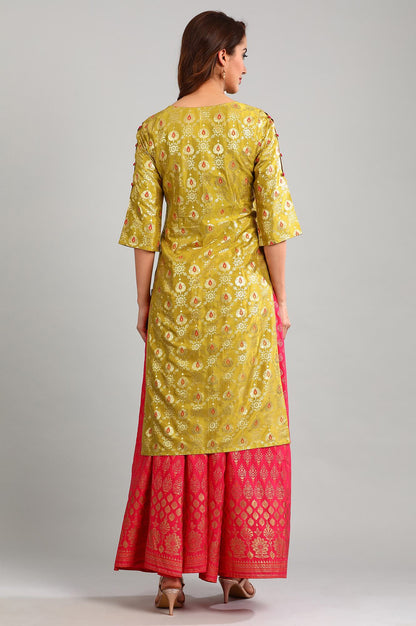 Green Round Neck Printed kurta