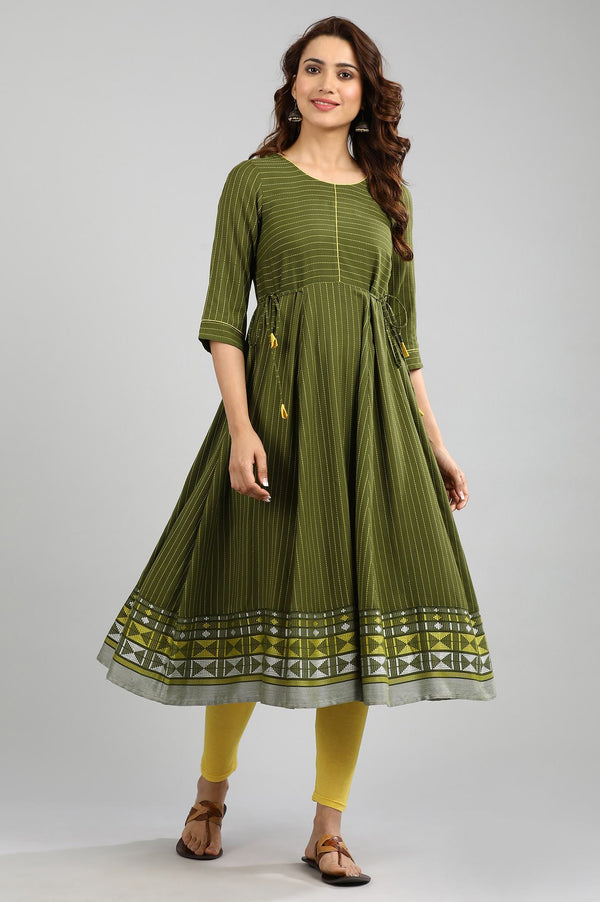 Green Yarn-dyed Tie-up kurta