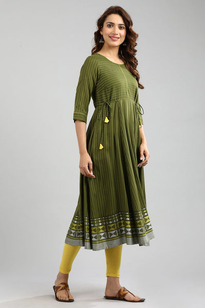 Green Yarn-dyed Tie-up kurta