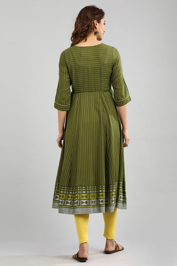 Green Yarn-dyed Tie-up kurta