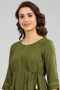 Green Yarn-dyed Tie-up kurta