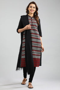 Black Straight Yarn-dyed kurta