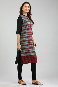 Black Straight Yarn-dyed kurta
