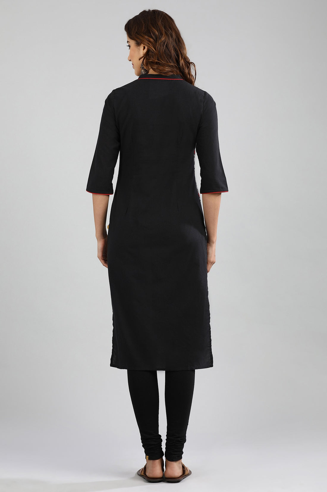 Black Straight Yarn-dyed kurta