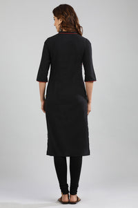 Black Straight Yarn-dyed kurta