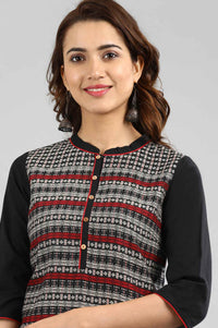 Black Straight Yarn-dyed kurta