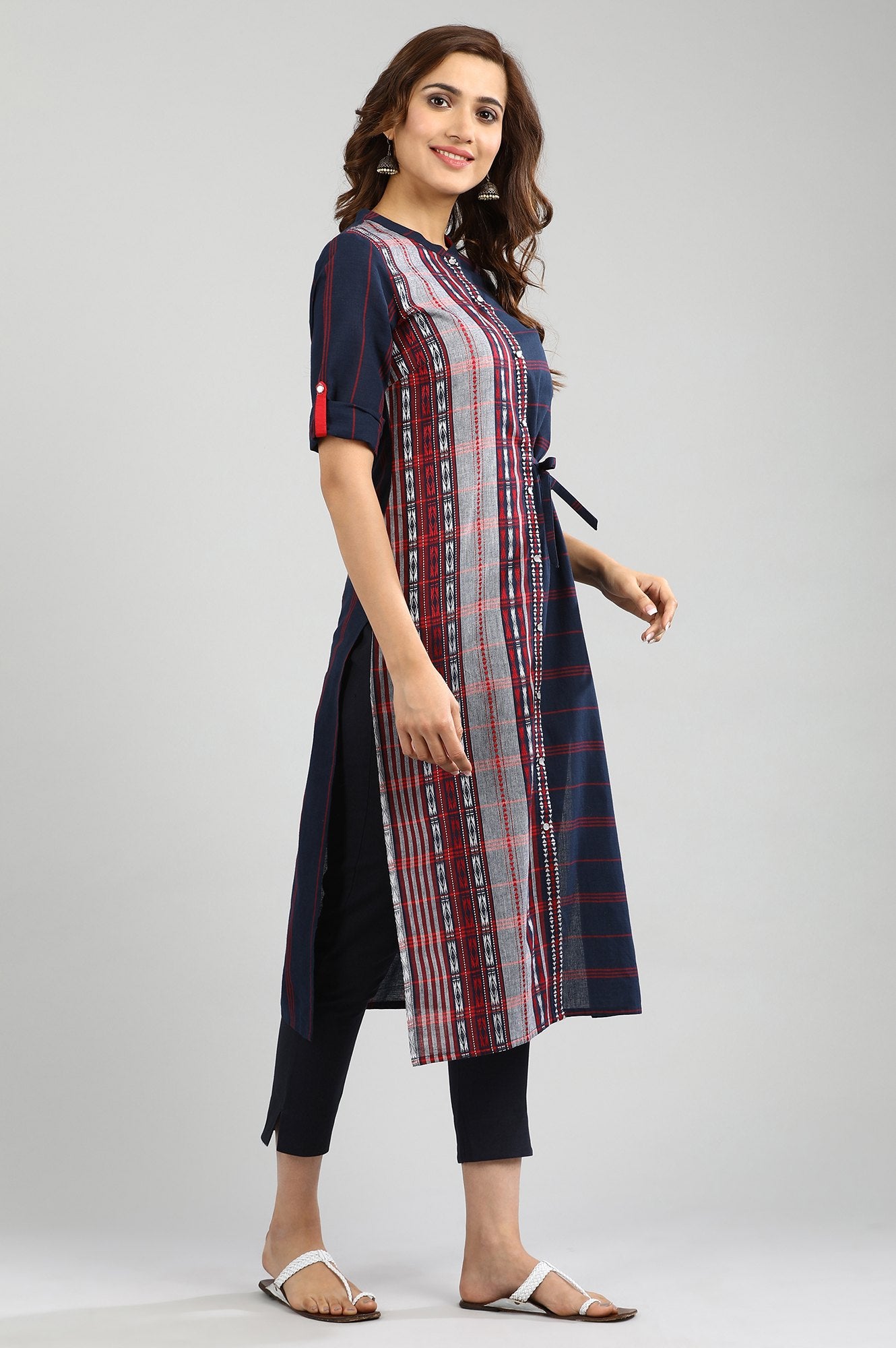 Blue Yarn-dyed Straight kurta