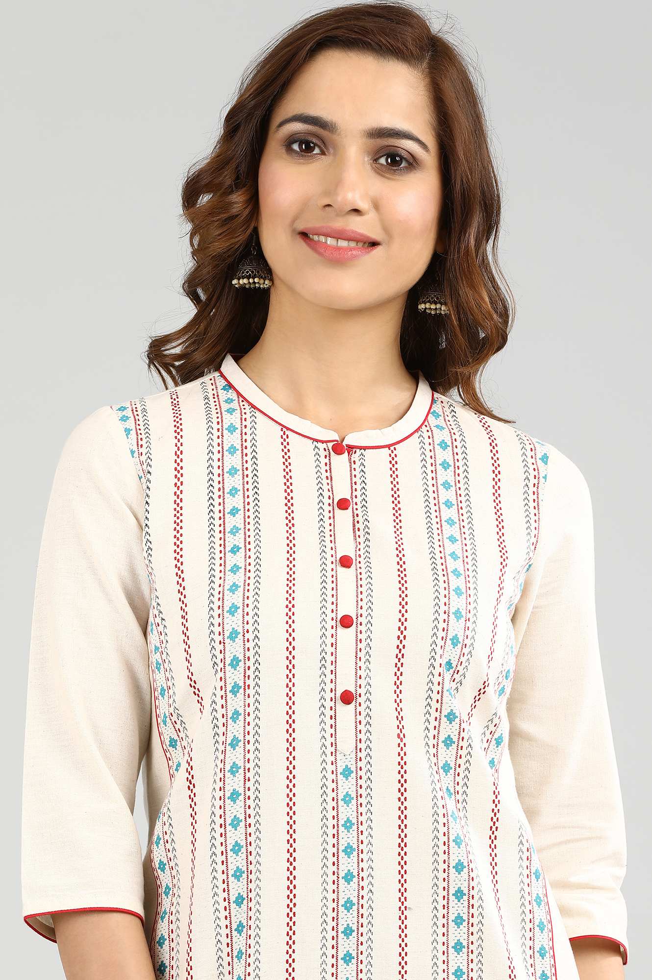 Ecru Band Collar Straight kurta