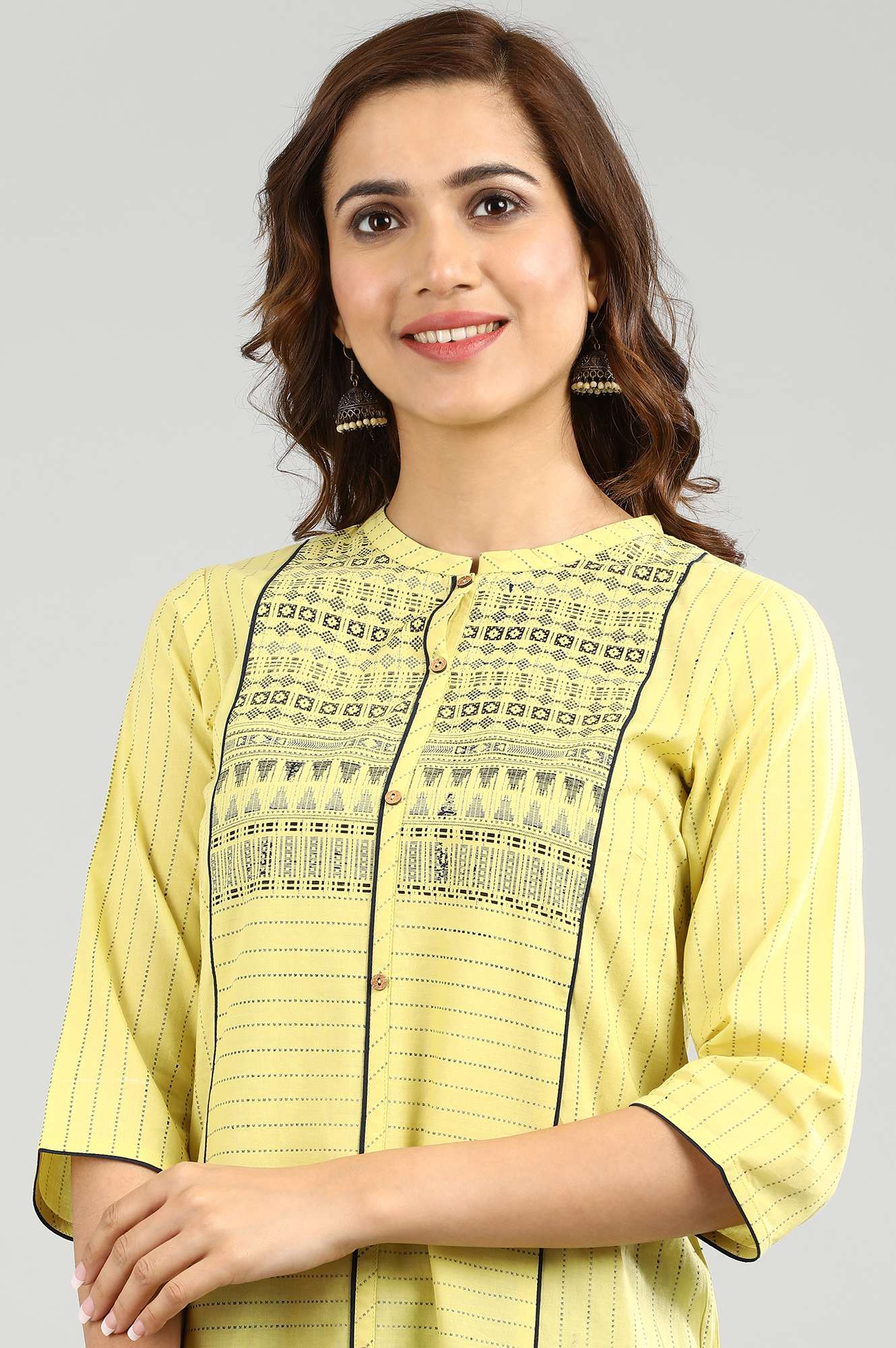 Yellow Straight Printed kurta