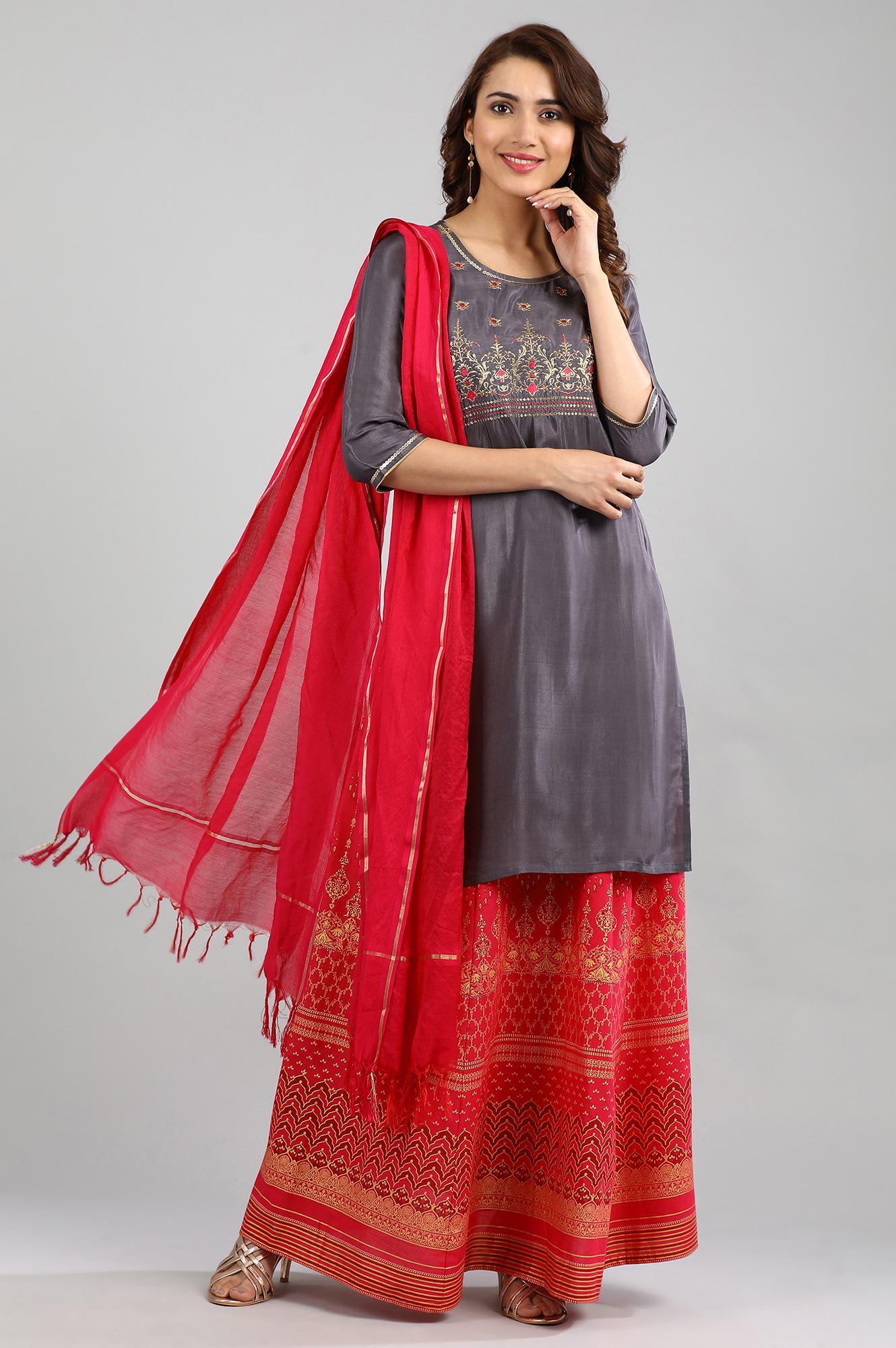 Grey Round Neck kurta