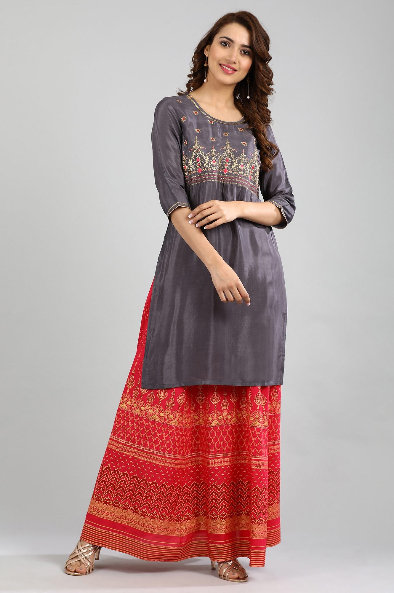 Grey Round Neck kurta