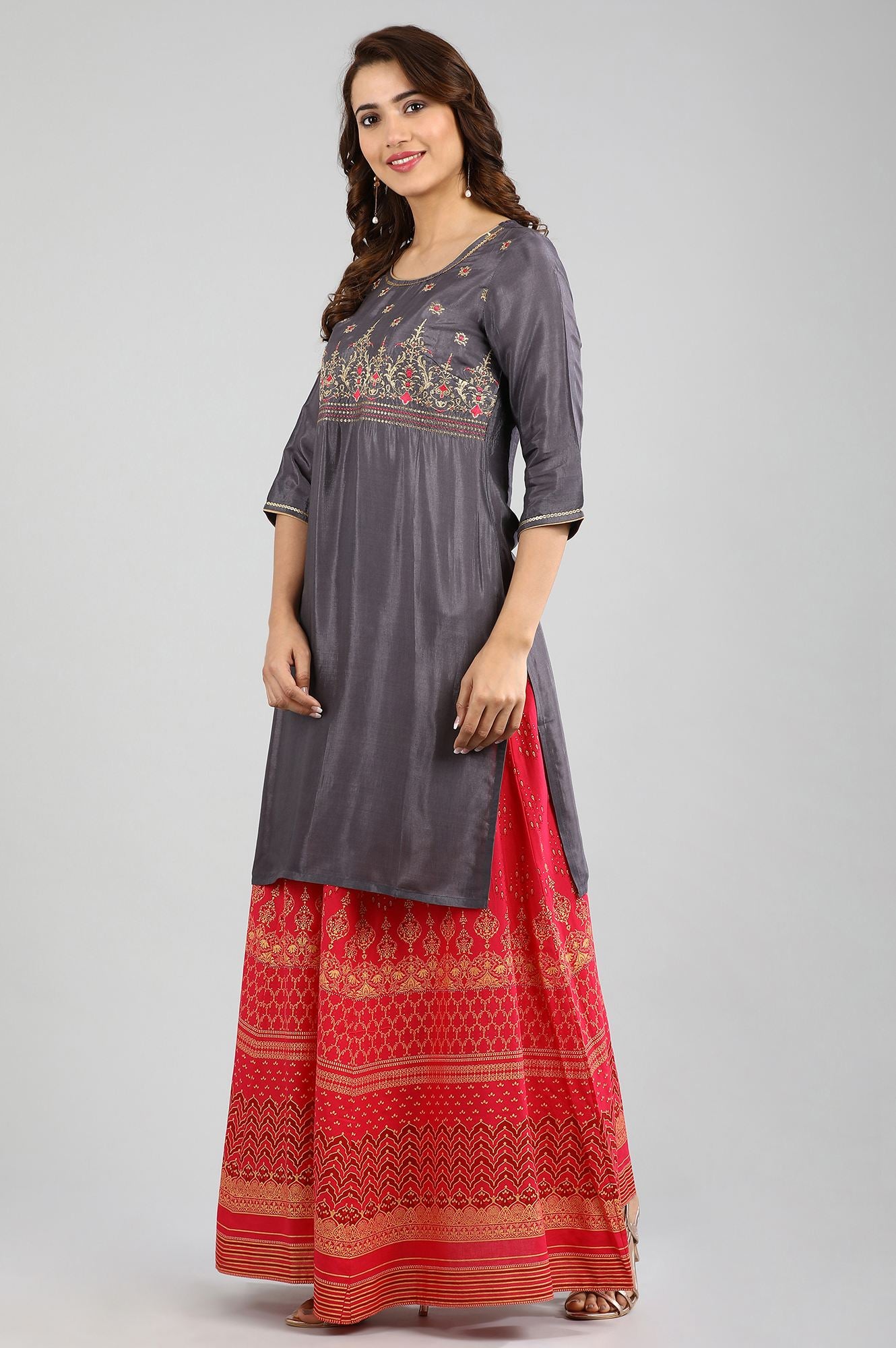 Grey Round Neck kurta