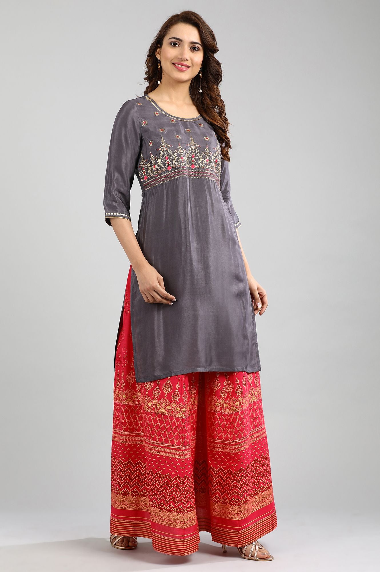 Grey Round Neck kurta