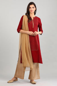 Red Yarn-dyed kurta