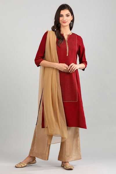 Red Yarn-dyed kurta