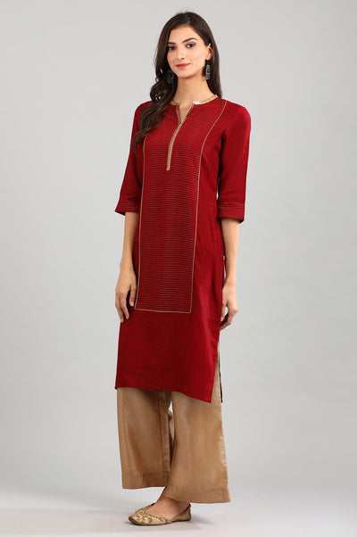 Red Yarn-dyed kurta
