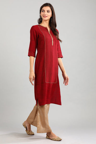 Red Yarn-dyed kurta
