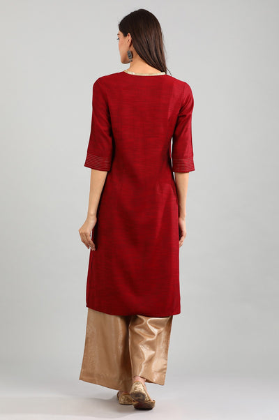 Red Yarn-dyed kurta