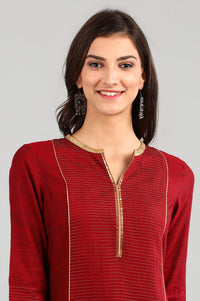 Red Yarn-dyed kurta