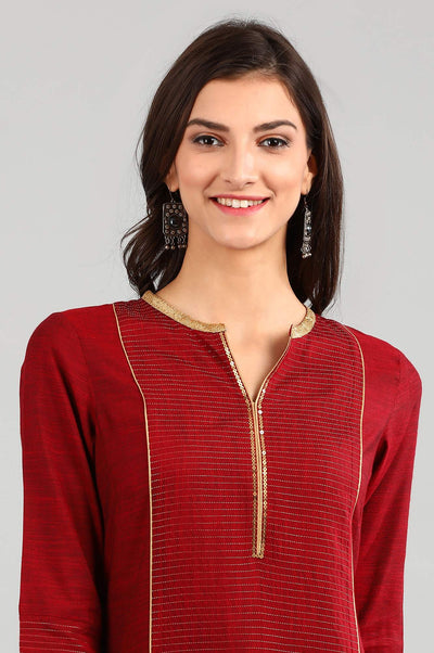 Red Yarn-dyed kurta