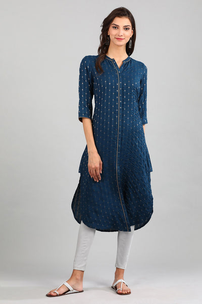 Blue Yarn-dyed kurta