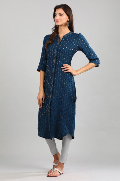 Blue Yarn-dyed kurta