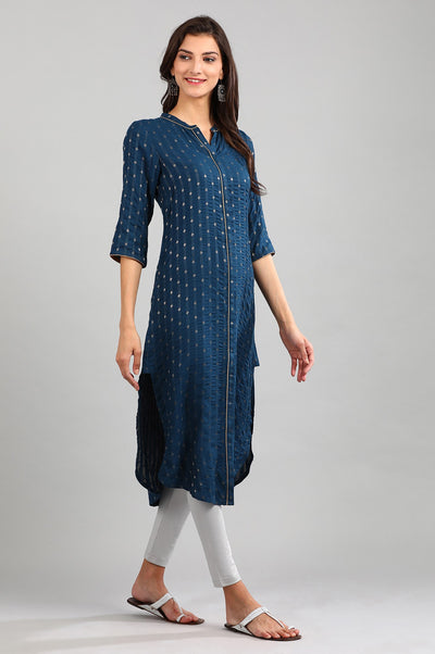 Blue Yarn-dyed kurta