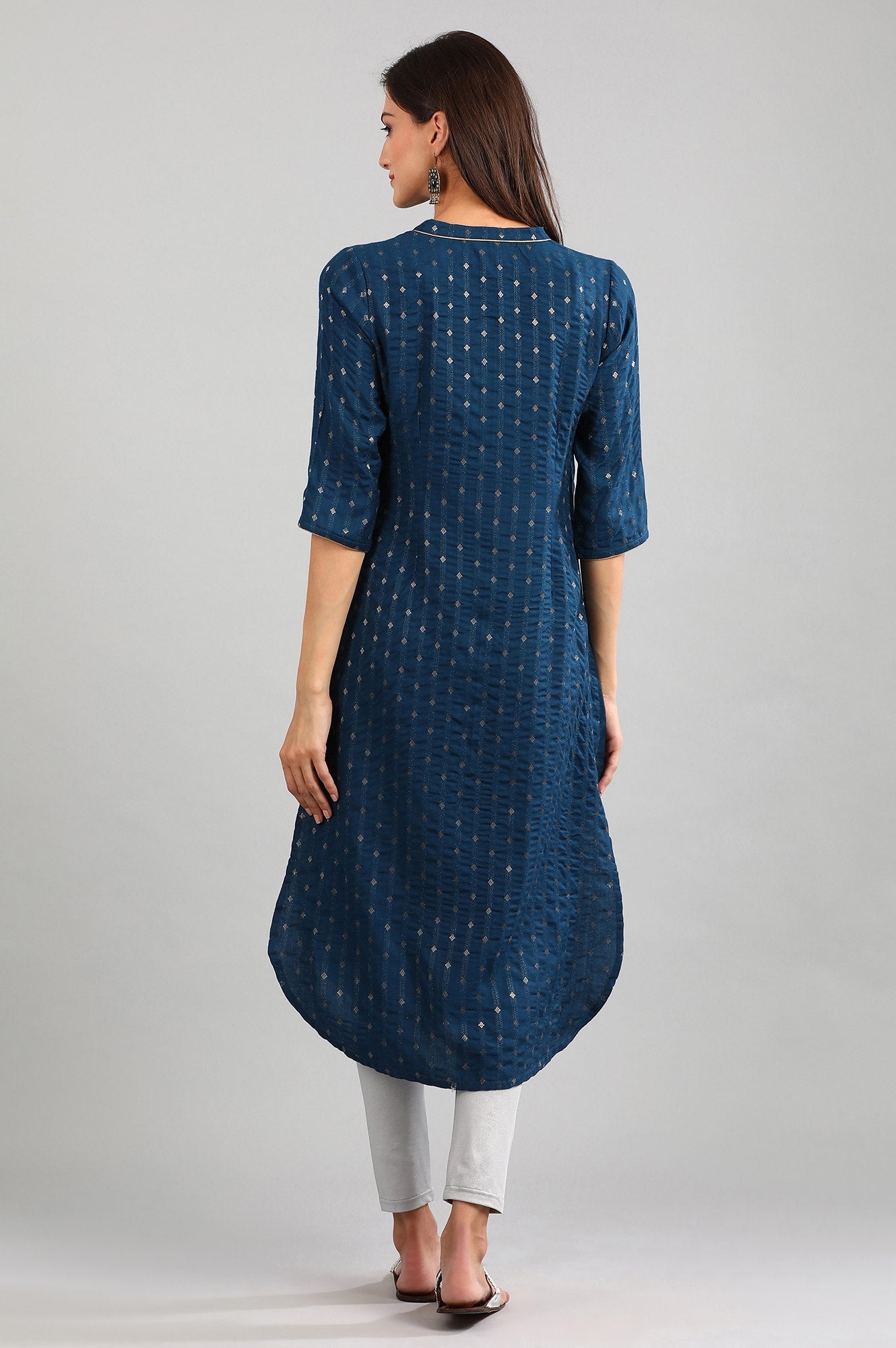 Blue Yarn-dyed kurta