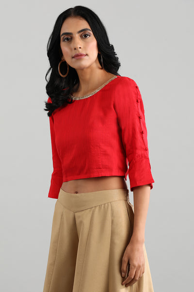 Red Round Neck Short Top
