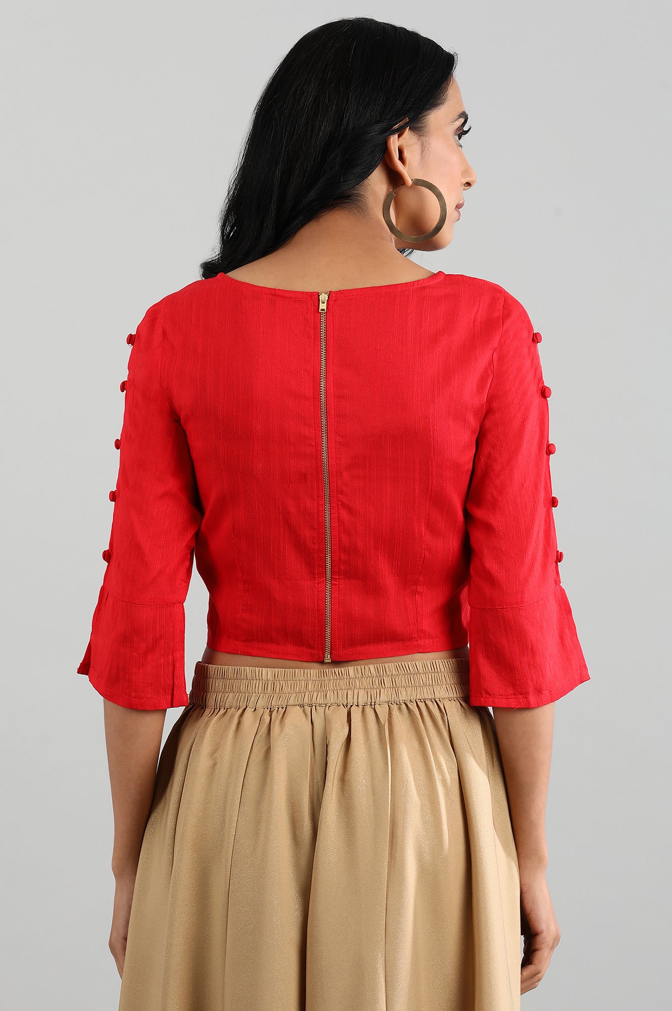 Red Round Neck Short Top