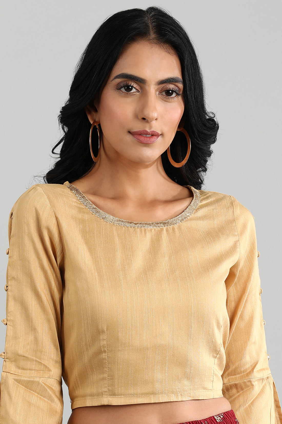 Gold Round Neck Short Top
