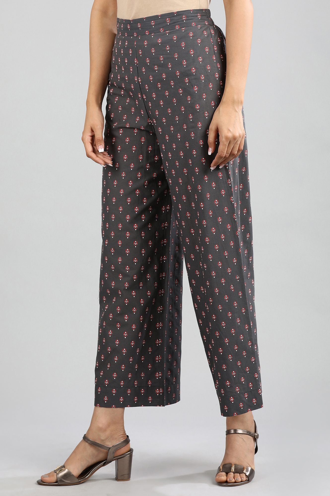 Grey Printed Palazzos