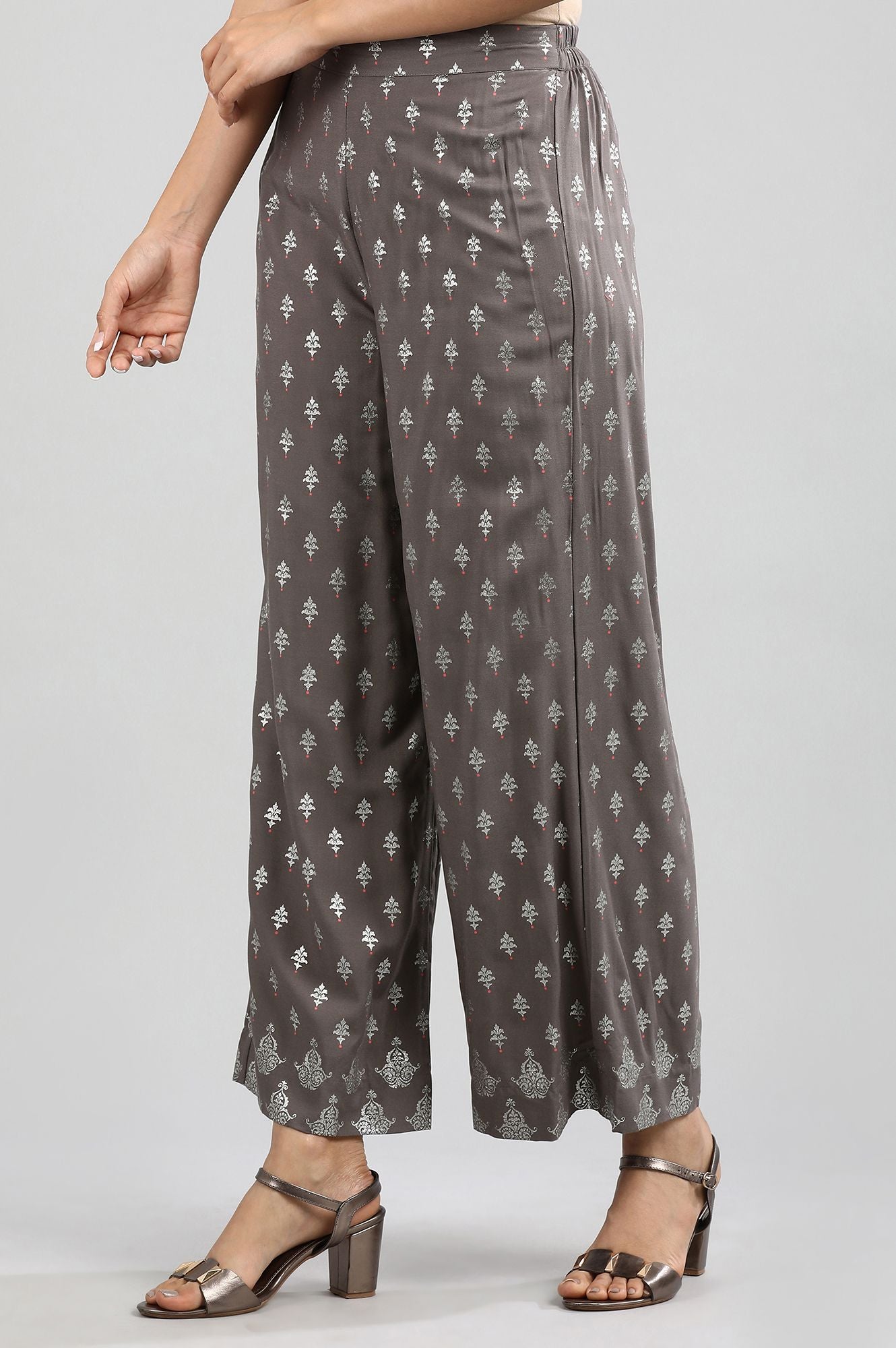 Grey Printed Palazzos