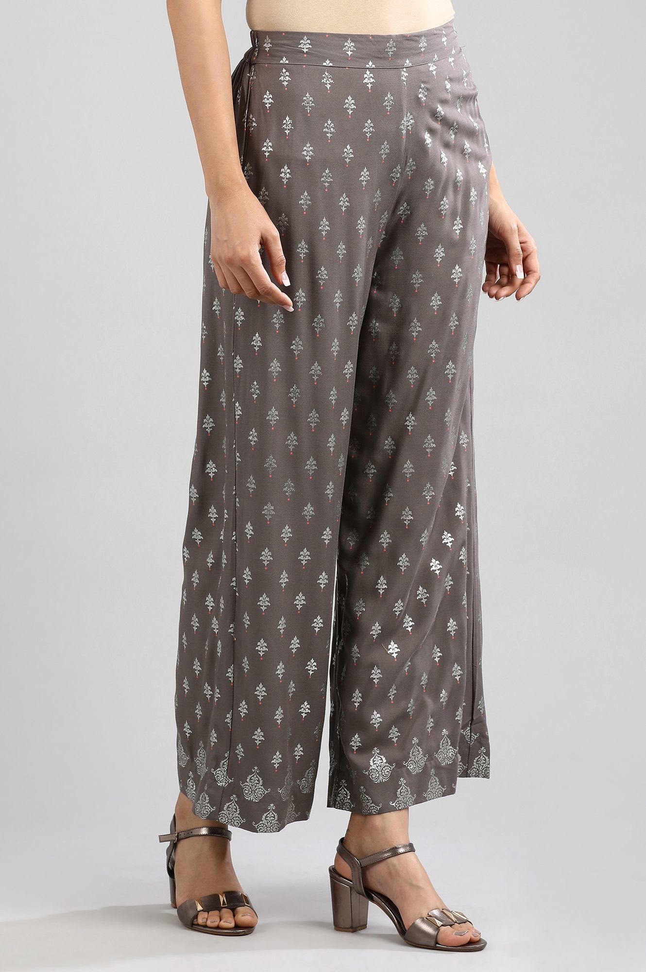 Grey Printed Palazzos