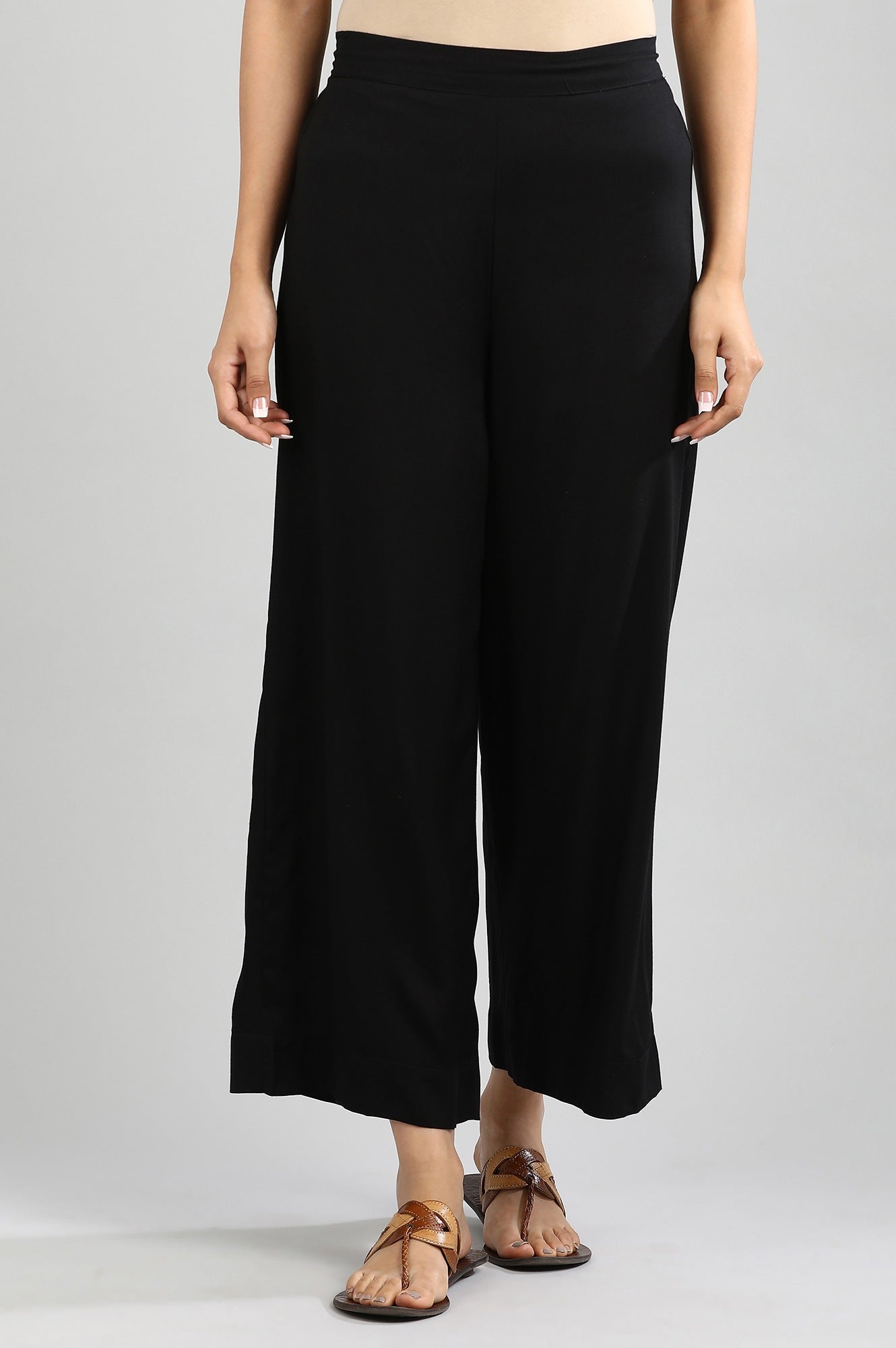 Black Solid Palazzos