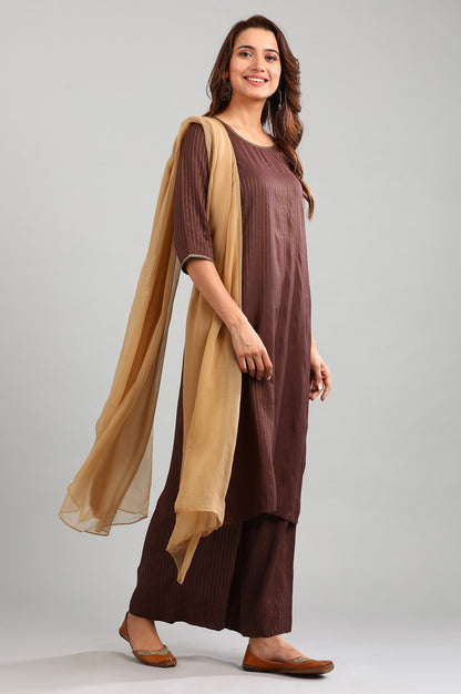 Brown Yarn-dyed Palazzos