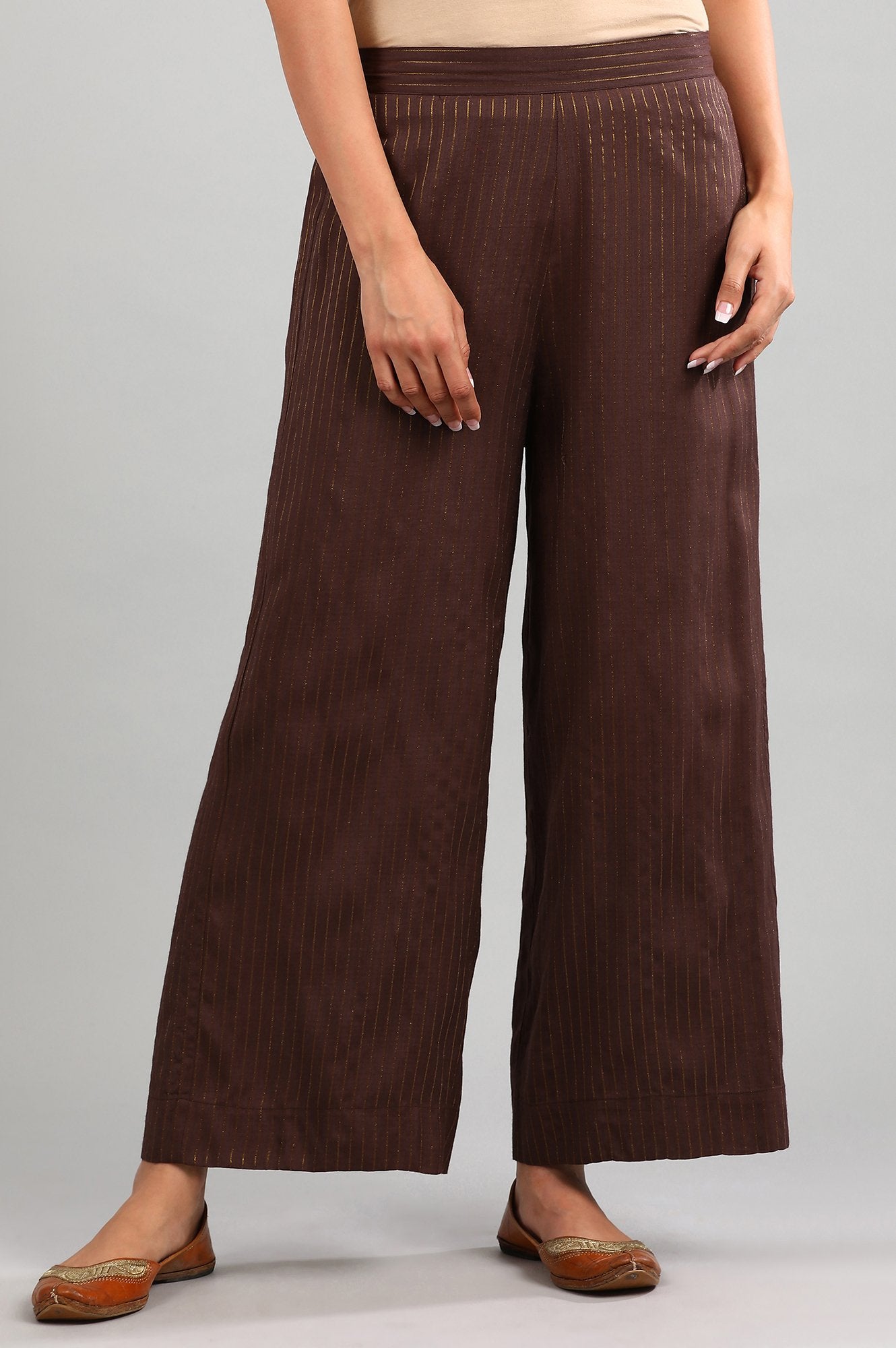 Brown Yarn-dyed Palazzos