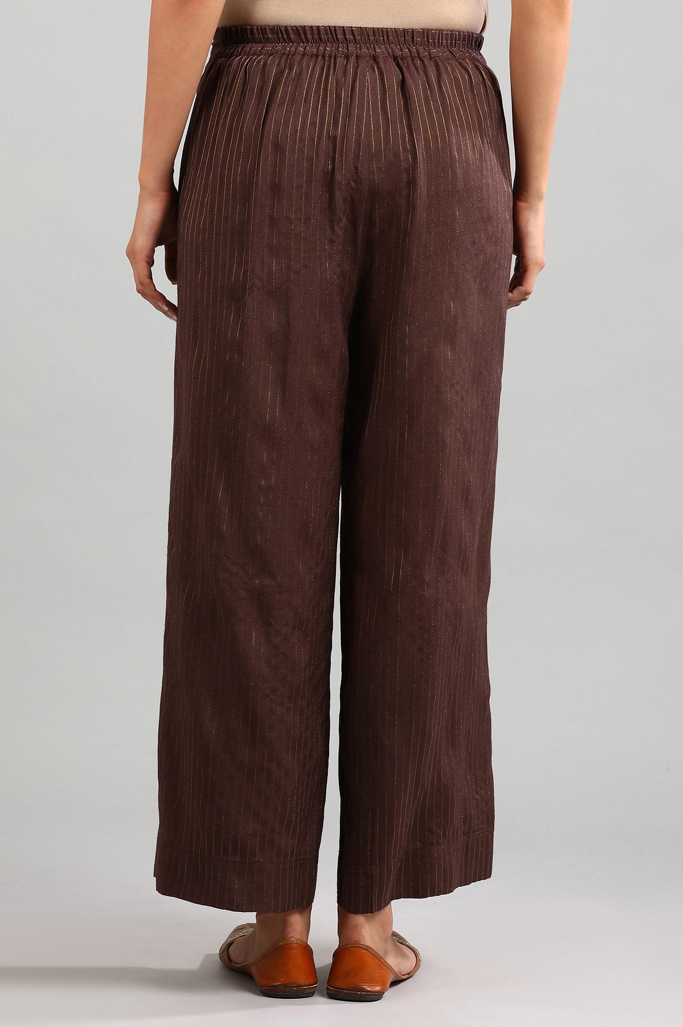 Brown Yarn-dyed Palazzos