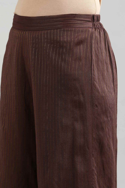 Brown Yarn-dyed Palazzos