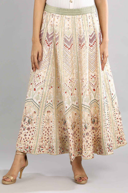 Beige Printed Ethnic Skirt