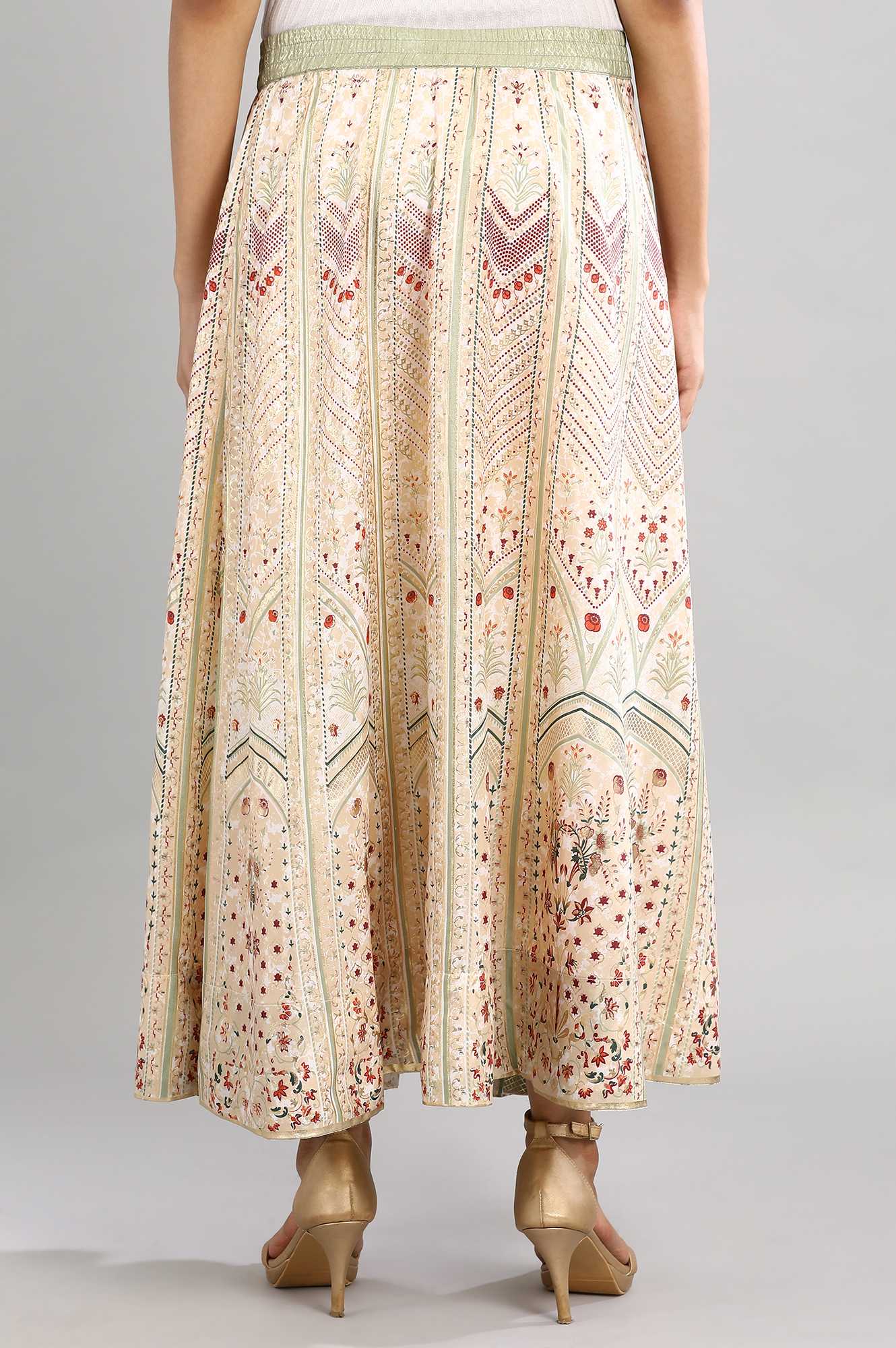 Beige Printed Ethnic Skirt