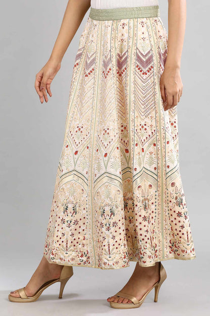 Beige Printed Ethnic Skirt