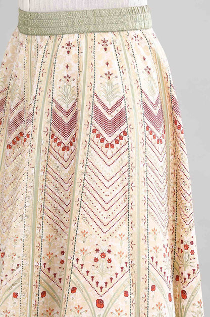 Beige Printed Ethnic Skirt