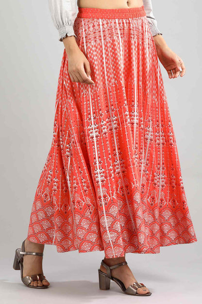 Coral Printed Skirt