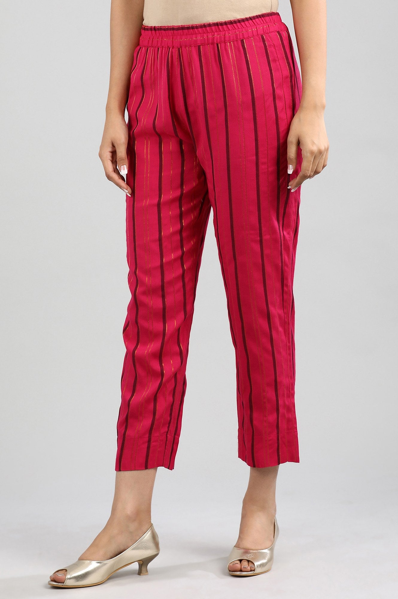 Pink Yarn-dyed Trousers