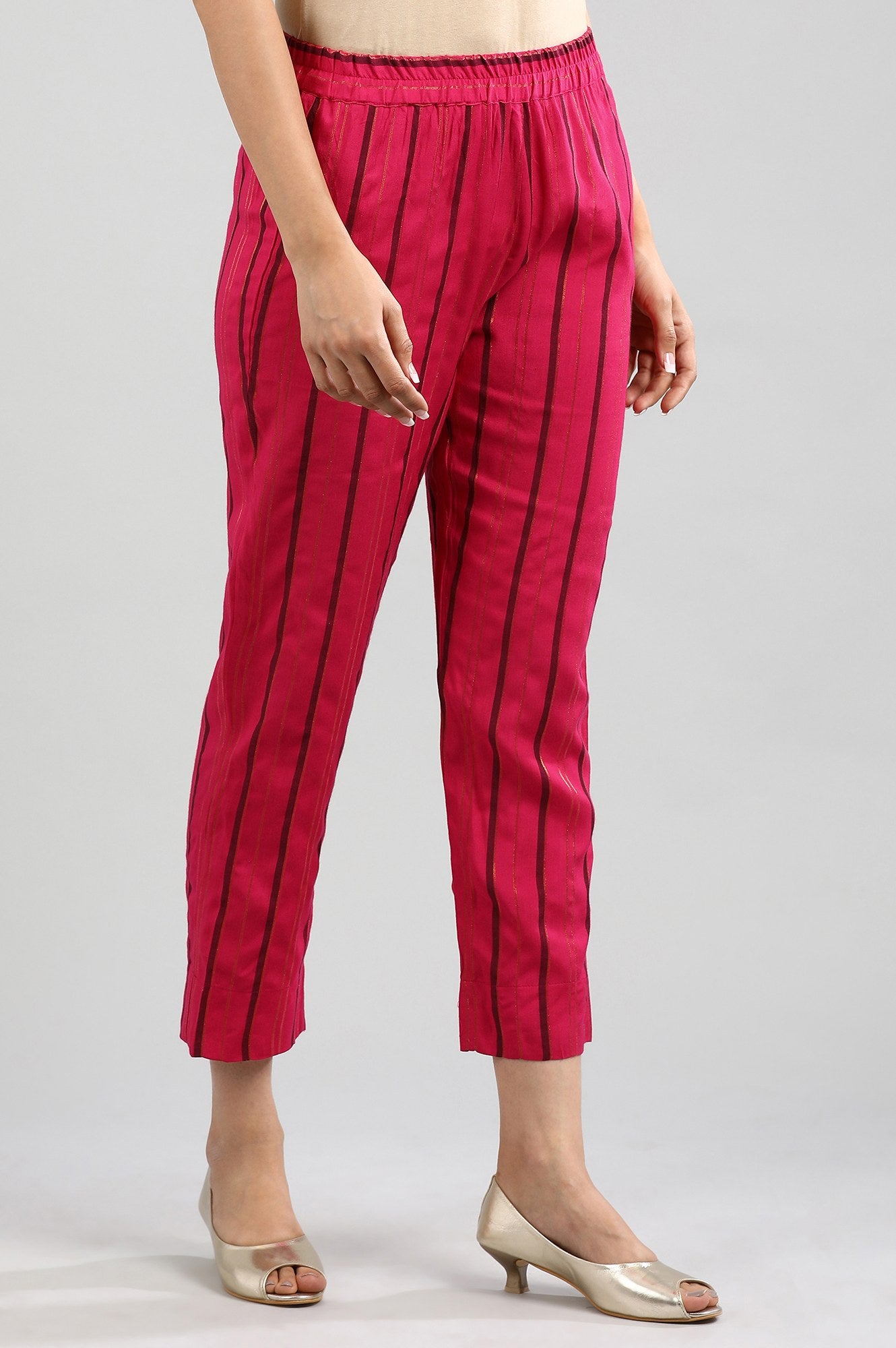 Pink Yarn-dyed Trousers